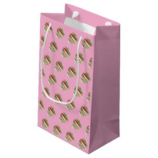 Weiße Schokoladen-Erdbeere Kleine Geschenktüte (Rückseite Schrägansicht)