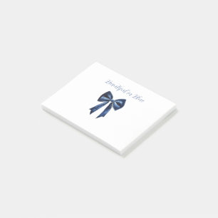 Weiße schöne blaue Schleife Post-it Klebezettel