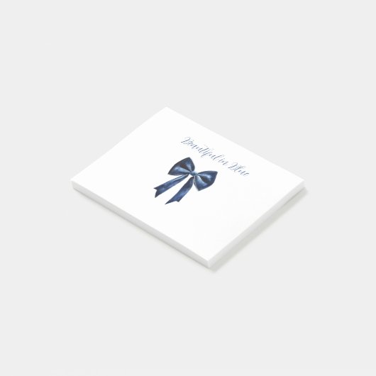 Weiße schöne blaue Schleife Post-it Klebezettel (angewinkelt)