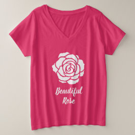 Weiße schöne Rose Plus Größe T - Shirt