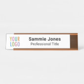 Weiße Schreibtischnamensplatte mit Firmenlogo Schreibtischnamensplakette (Vorderseite )