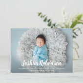 weiße Schrift bezaubernd Geburtsankündigungskarte Ankündigung (Stehend Vorderseite)