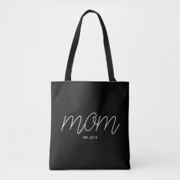 Weiße Schrift etablierte Mutter Schwarz Tasche