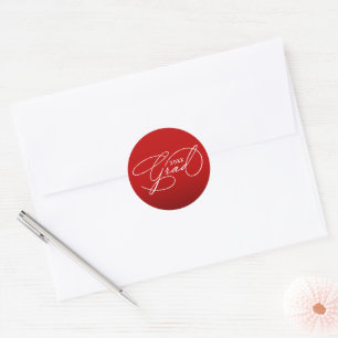 Weiße Schrift Graduation Scharlachroter Umschlag S Runder Aufkleber