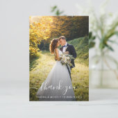 Weiße Schrift Hochzeit Dankeskarte (Stehend Vorderseite)