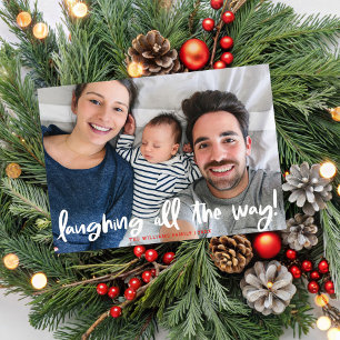 Weiße Schrift Laughing ganz nach dem Foto Feiertagskarte