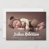 weiße Schrift, trendy Geburtsankündigungskarte Ankündigung (Vorderseite)