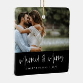 Weiße Schrift Verheiratet & Schwarzes Foto Ornamen Keramikornament (Rechts)