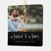 Weiße Schrift Verheiratet & Schwarzes Foto Ornamen Keramikornament (Links)