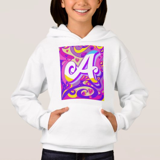 Weiße Schuhe für Mädchen mit Buchstaben A Design Hoodie (Vorderseite)