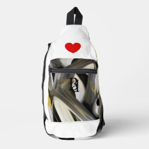 Weiße Schultetasche Trend Abstract Art Schwarz Gol Crossbody Bag