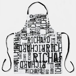 Weiße Schürze mit schwarzen Bezeichnungen für Mehr