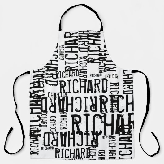 Weiße Schürze mit schwarzen Bezeichnungen für Mehr (Vorderseite)