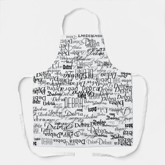 weiße Schürze mit schwarzen Namen (Vorderseite)