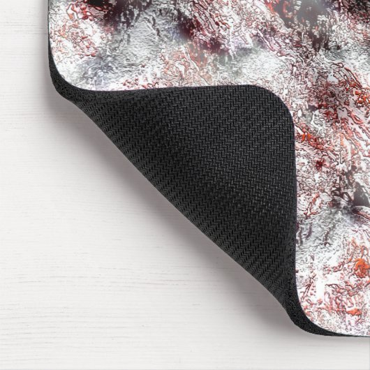 Weiße, schwammige Textur in schwarz roten Flecken Mousepad (Ecke)
