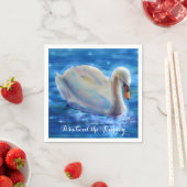 Weiße Schwan Aquarellmalerei, über die Reise Serviette (Beispiel)