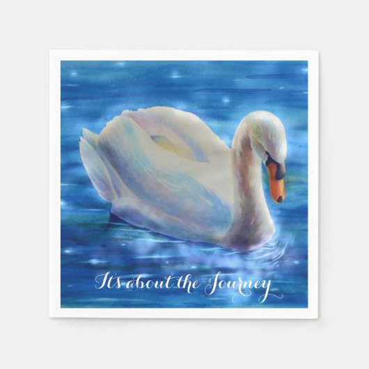 Weiße Schwan Aquarellmalerei, über die Reise Serviette (Vorderseite)