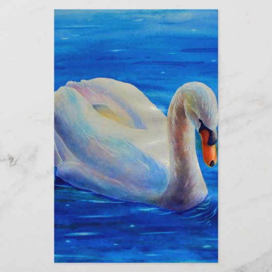 Weiße Schwan Aquarellmalerei, Wasservögel, Vögel Briefpapier (Vorderseite)