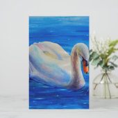 Weiße Schwan Aquarellmalerei, Wasservögel, Vögel Briefpapier (Stehend Vorderseite)