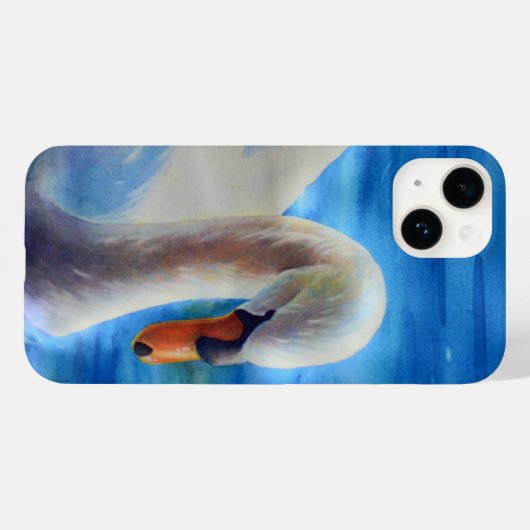 Weiße Schwan Aquarellmalerei, Wasservögel, Vogel C Case-Mate iPhone Hülle (Rückseite (Horizontal))