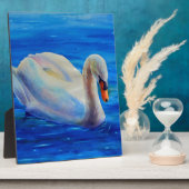 Weiße Schwan Aquarellmalerei, Wasservögel, Vögel Fotoplatte (Seite)