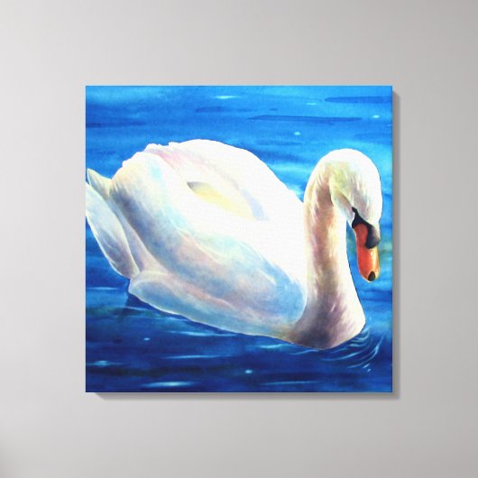 Weiße Schwan Aquarellmalerei, Wasservögel, Vögel Leinwanddruck (Vorderseite)