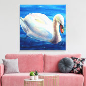 Weiße Schwan Aquarellmalerei, Wasservögel, Vögel Leinwanddruck (Insitu (Wohnzimmer))