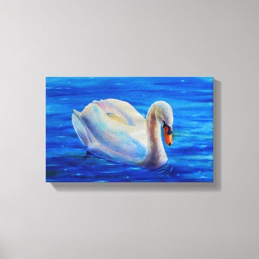 Weiße Schwan Aquarellmalerei, Wasservögel, Vögel Leinwanddruck (Vorderseite)