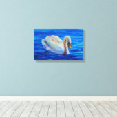 Weiße Schwan Aquarellmalerei, Wasservögel, Vögel Leinwanddruck (Insitu (Holzboden))