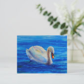 Weiße Schwan Aquarellmalerei, Wasservögel, Vögel Postkarte (Stehend Vorderseite)