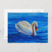 Weiße Schwan Aquarellmalerei, Wasservögel, Vögel Postkarte (Vorne/Hinten)