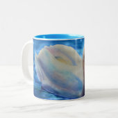Weiße Schwan Aquarellmalerei, Wasservögel, Vögel Zweifarbige Tasse (Vorderseite Links)