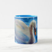 Weiße Schwan Aquarellmalerei, Wasservögel, Vögel Zweifarbige Tasse (Mittel)