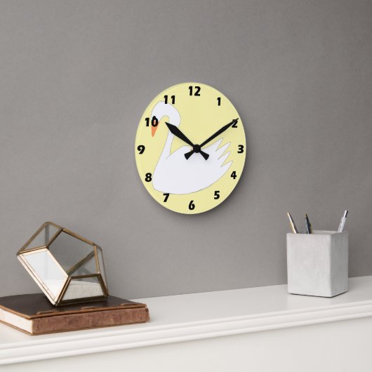 Weiße Schwan Design Runde Wanduhr (Büro)
