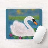 Weiße-Schwan-Mauspad mit Gemälde Mousepad (Mit Mouse)