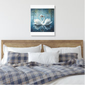 weiße Schwäne am See Leinwanddruck (Insitu (Schlafzimmer))
