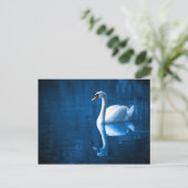 Weiße Schwäne auf Blue Waters Postkarte (Stehend Vorderseite)