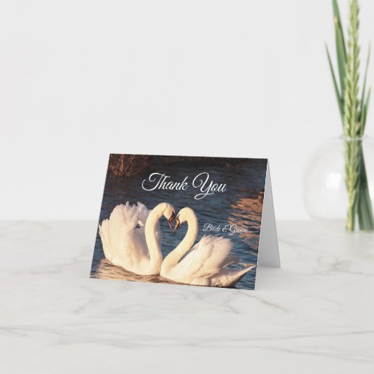 Weiße Schwäne Danke Karte (Vorderseite)