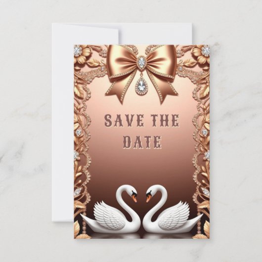 💍 Weiße Schwäne Hochzeitsdekoration 💍 Save The Date (Vorderseite)
