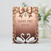 💍 Weiße Schwäne Hochzeitsdekoration 💍 Save The Date (Stehend Vorderseite)