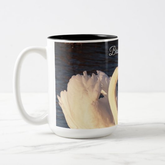 Weiße Schwäne Hochzeitsstimmung Tasse (Links)