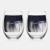 Weiße Schwäne im Flug/Bei Dämmerung Weinglas Weinglas Ohne Stiel (Rückseite)