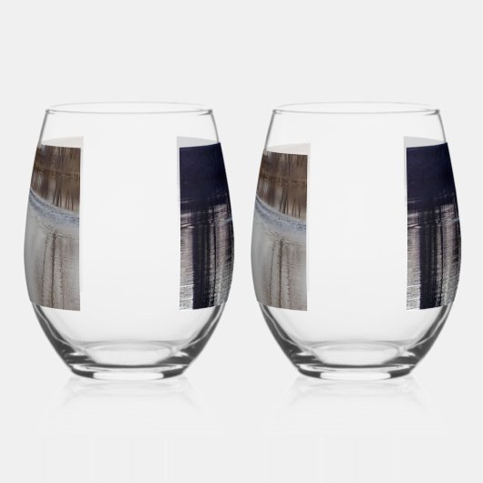 Weiße Schwäne im Flug/Bei Dämmerung Weinglas Weinglas Ohne Stiel (Links)