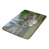 Weiße Schwäne in Brügge Badematte (Schrägansicht)