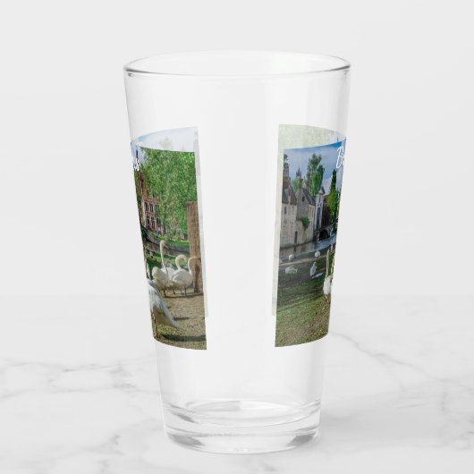 Weiße Schwäne in Brügge Glas (Rechts)