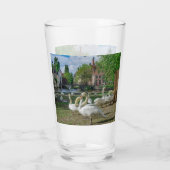 Weiße Schwäne in Brügge Glas (Rückseite)