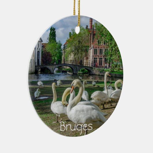 Weiße Schwäne in Brügge Keramik Ornament (Rechts)