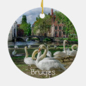 Weiße Schwäne in Brügge Keramik Ornament (Hinten)