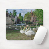 Weiße Schwäne in Brügge Mousepad (Mit Mouse)