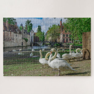 Weiße Schwäne in Brügge Puzzle
